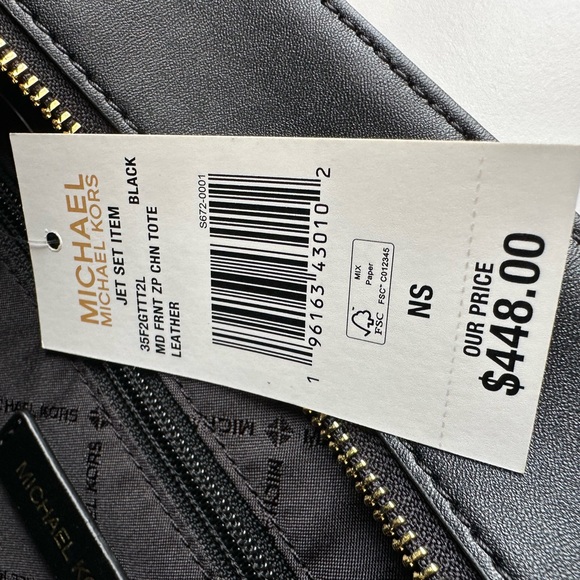 Michael Kors Jet Set Medium Leather Front Zip Chain Tote Black - Picture 7 of 7